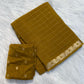 Soft Viscous crushed chinon silk checks saree