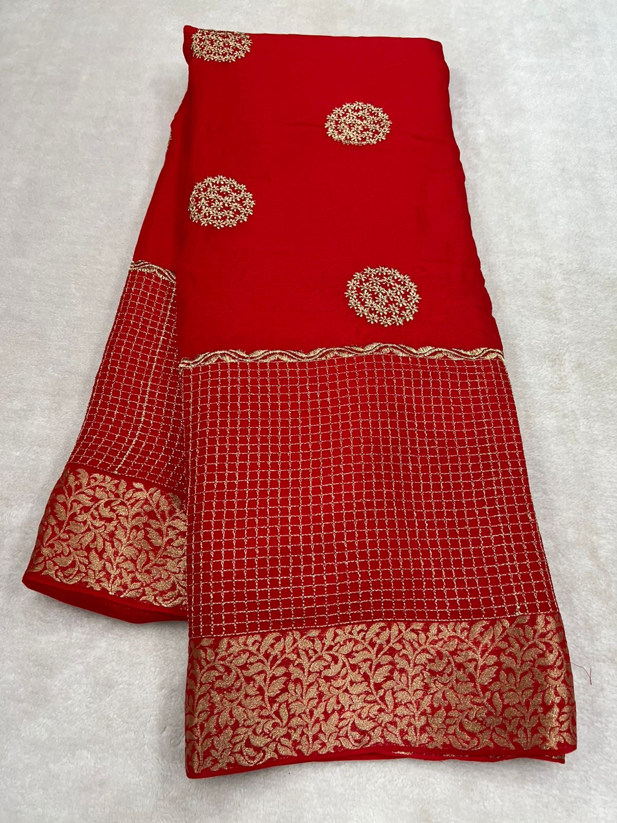 Diwali collections! Pure chinon silk saree with daman work!