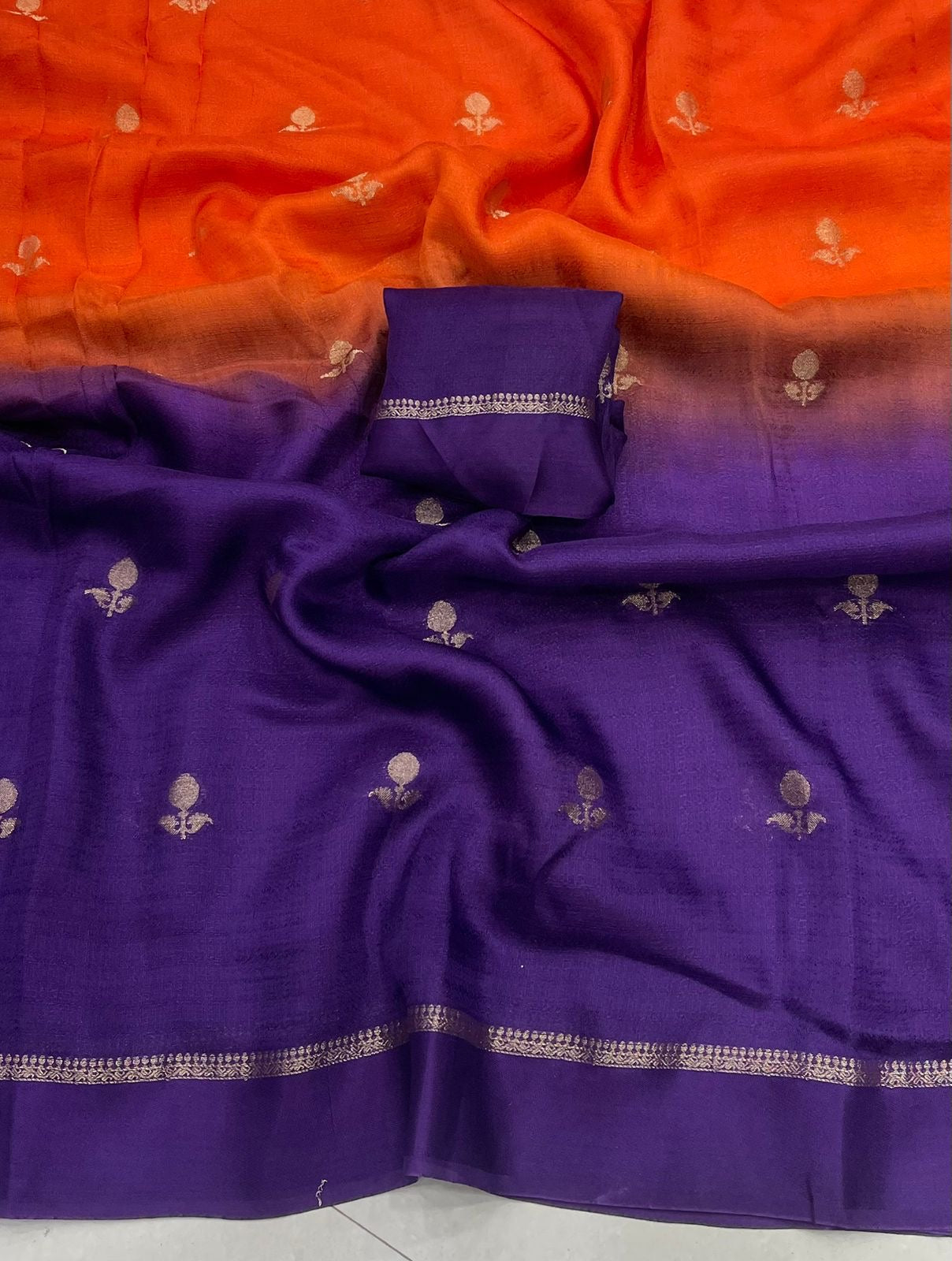 Beautiful ombré shaded khadi viscous saree