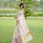 Premium Kerala cotton saree with beautiful pink floral digital prints (Prebooking 15 days)