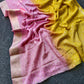 Soft ombre shaded chinon crepe silk saree with bandhini blouse piece