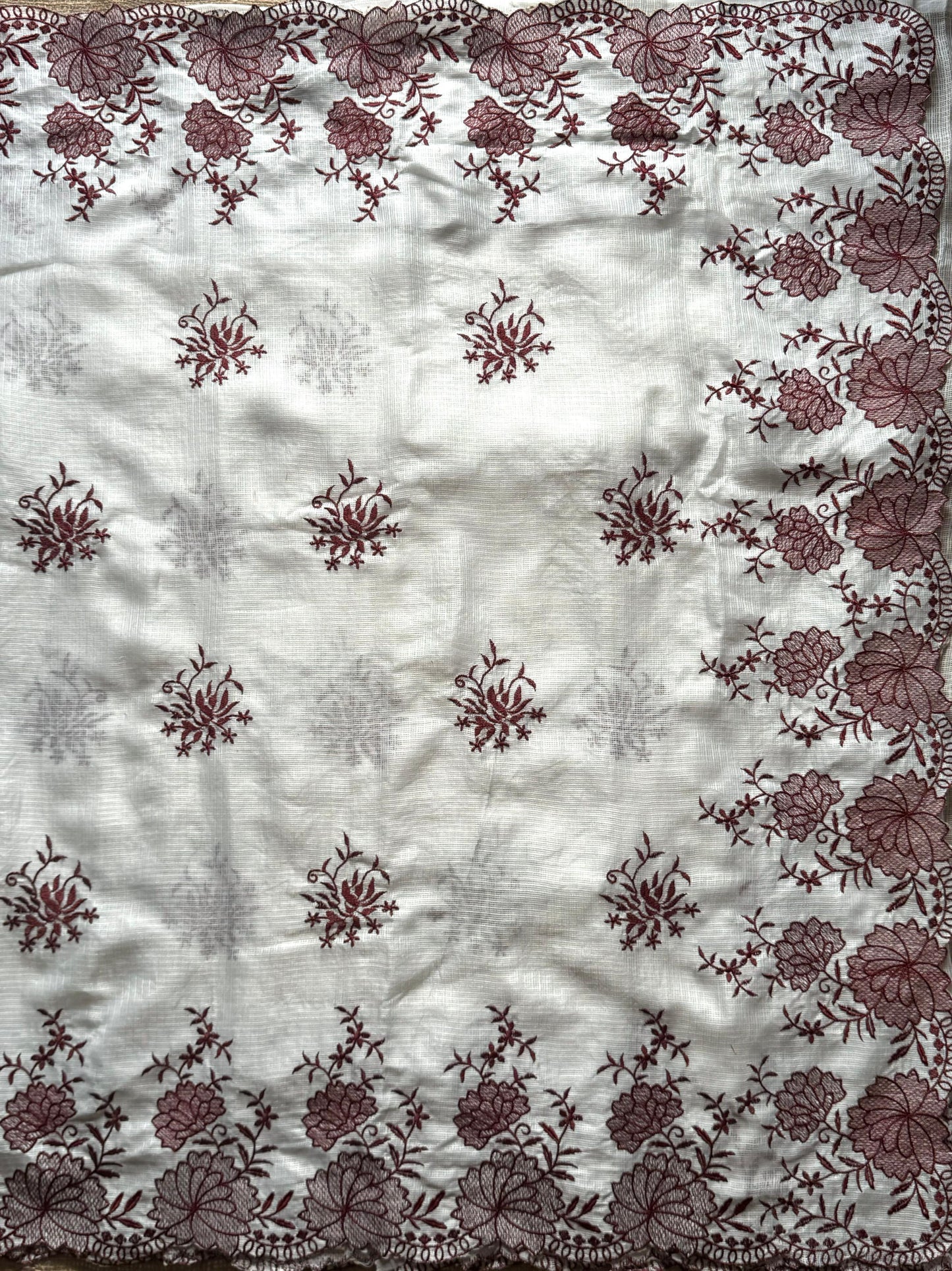 Kota Doria saree with beautiful embroidery
