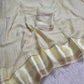 Soft viscous georgette saree with checks and satin border