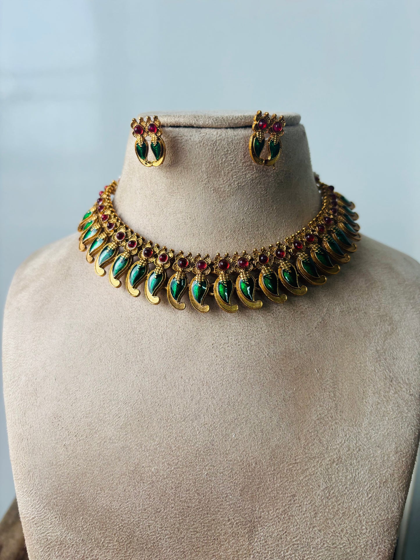 Beautiful mango palakka necklace- green