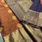 Beautiful vintage rust orange silk saree with contrast border and blouse