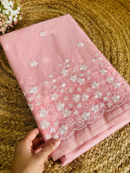 Premium semi organza saree with thread work