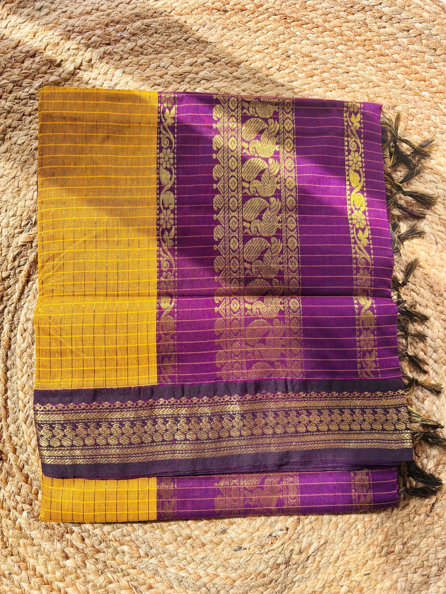 Premium silk cotton sarees with zari checks and contrast border