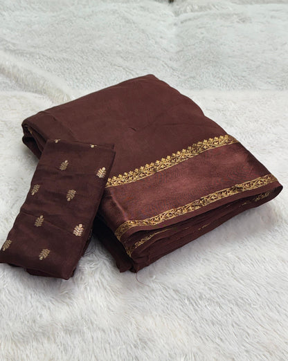 Beautiful soft viscous Russian silk saree with satin border (Prebooking)