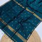 Maheshwari silk cotton small border saree with v buttis