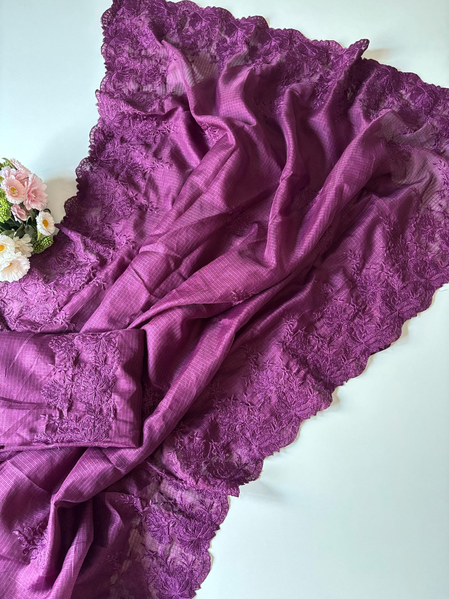 Premium Kota checks saree with embroidery