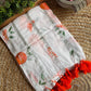 Pure mul cotton saree with cute prints and silver zari stripes