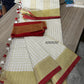 Pure linen checks saree with contrast blouse