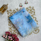 Beautiful semi organza saree with floral digital prints with cutdana beads work