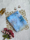 Beautiful semi organza saree with floral digital prints with cutdana beads work