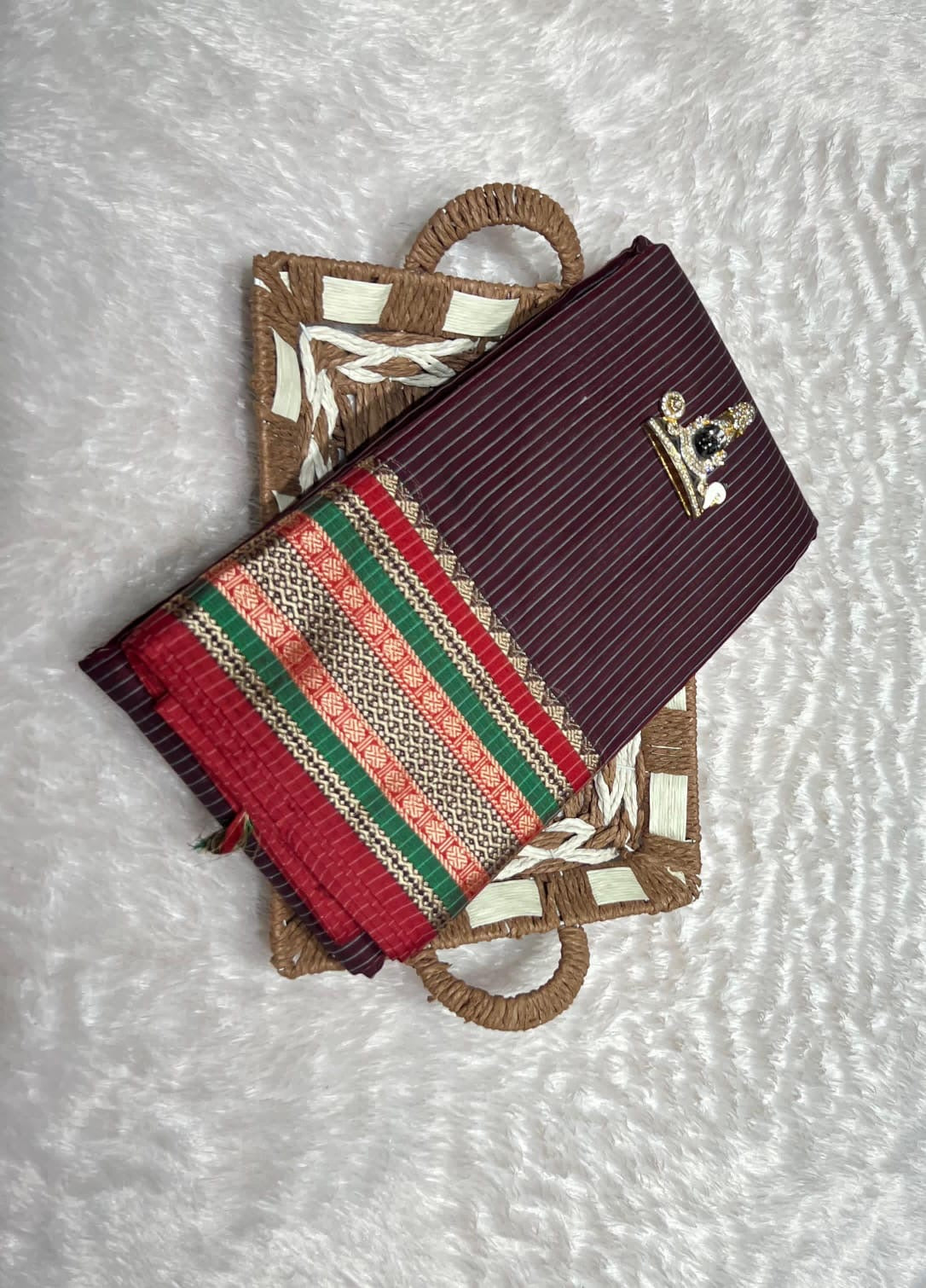 Soft Narayanpet saree with stripes and beautiful weaving border