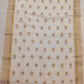Pure authentic mul cotton saree with zari stripes border and polka body - without blouse