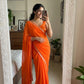 Beautiful viscous plain georgette saree with satin border and running blouse