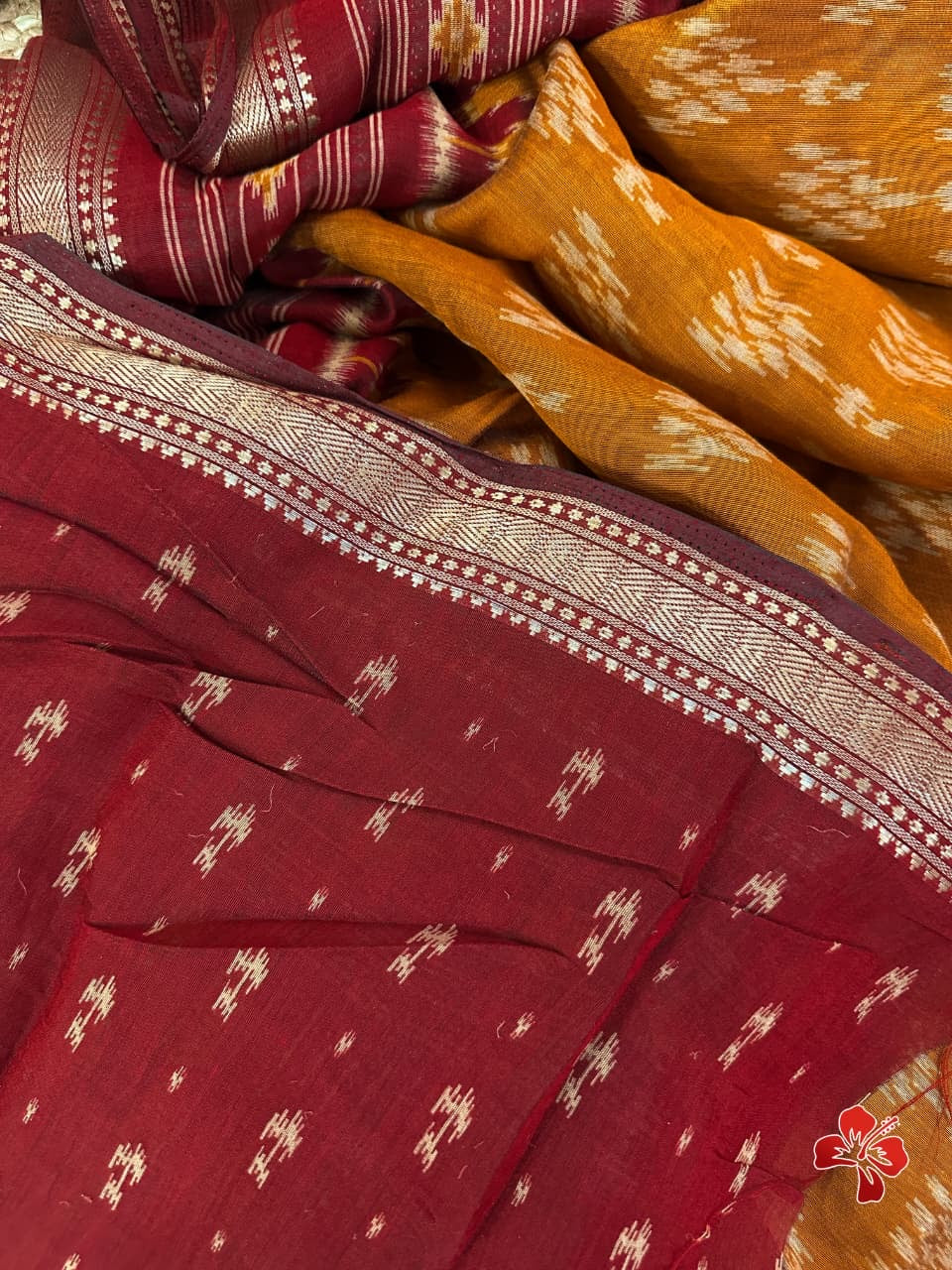 Soft ikkat printed mix cotton sarees
