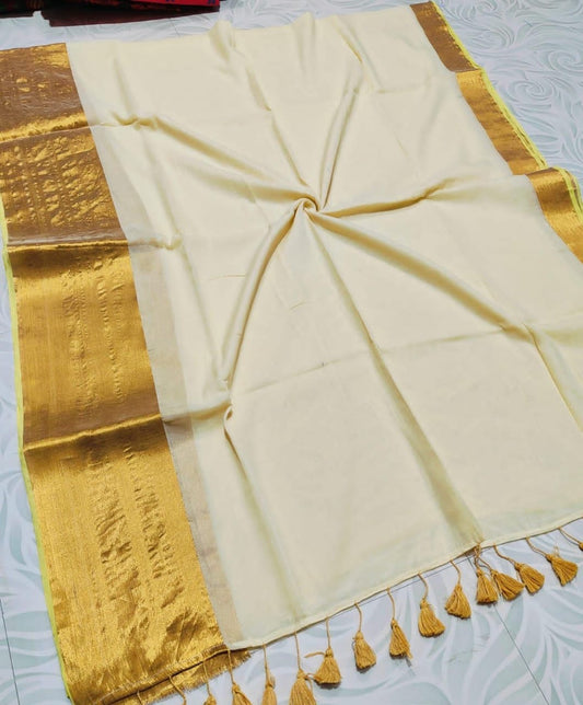 Soft Mul cotton saree - yellow