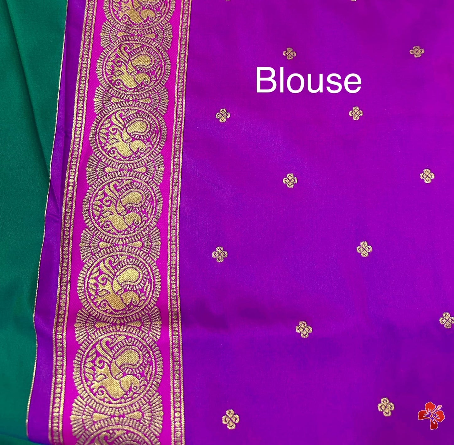 Beautiful semi kanjivaram soft silk woven saree - peacock blue and violet