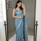 Beautiful viscous plain georgette saree with satin border and running blouse