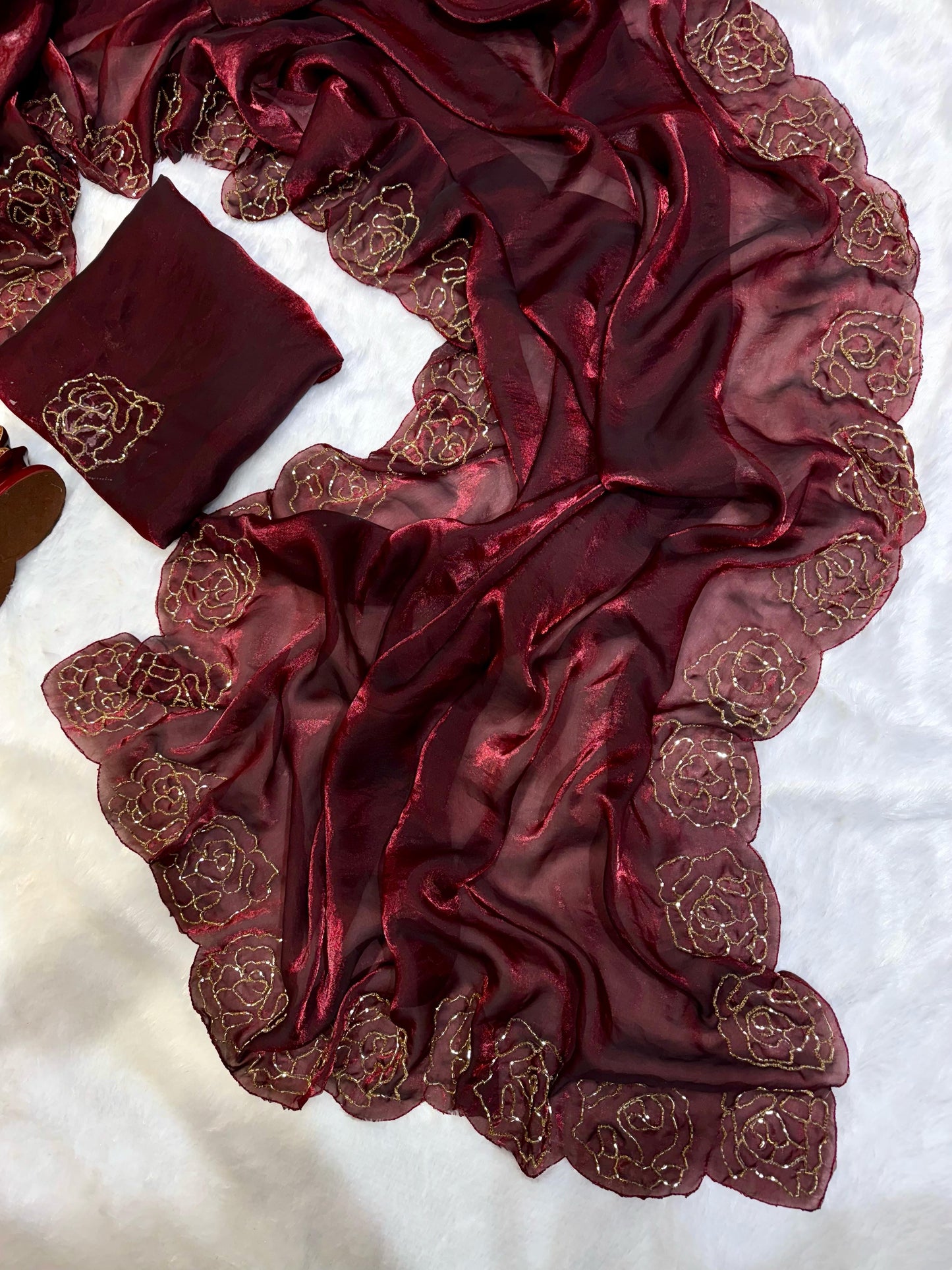 Space Silk with cut dana sequins