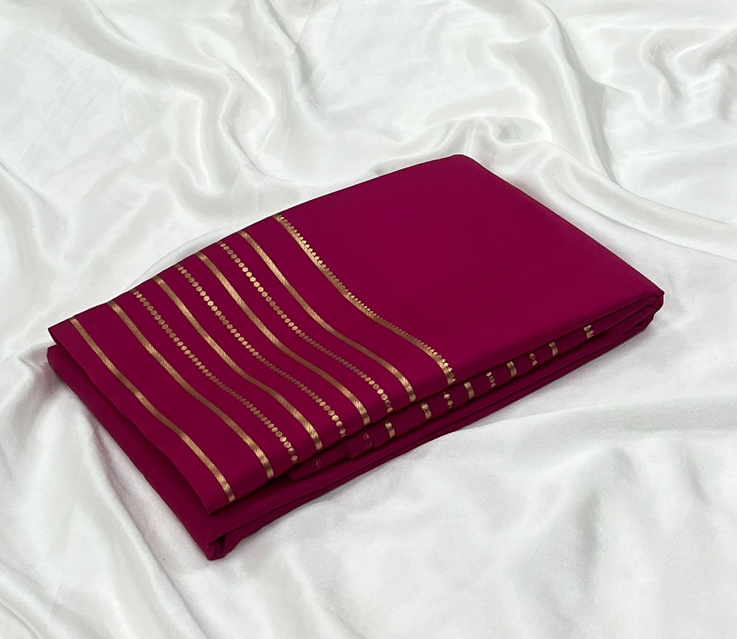 Soft semi Mysore crepe silk sarees with zari stripe border