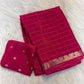 Soft Viscous crushed chinon silk checks saree