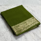 Premium viscous crushed chinon silk with lurex zari lines