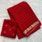 Soft Viscous crushed chinon silk checks saree