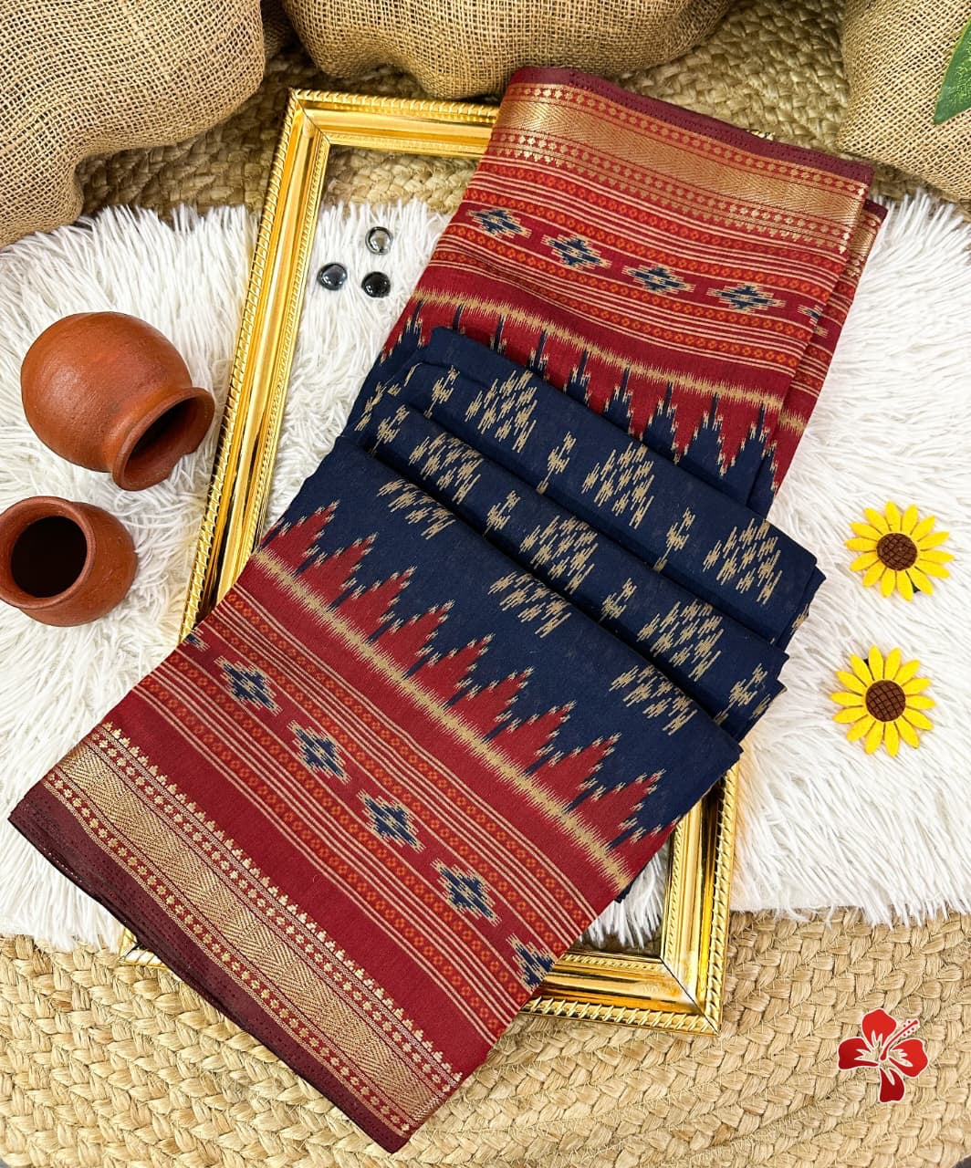 Soft ikkat printed mix cotton sarees