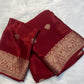 Soft viscous crepe silk with flower buttas and Banarasi border