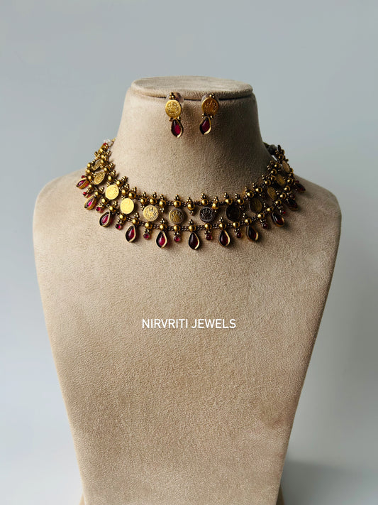 Beautiful coin choker - Ruby
