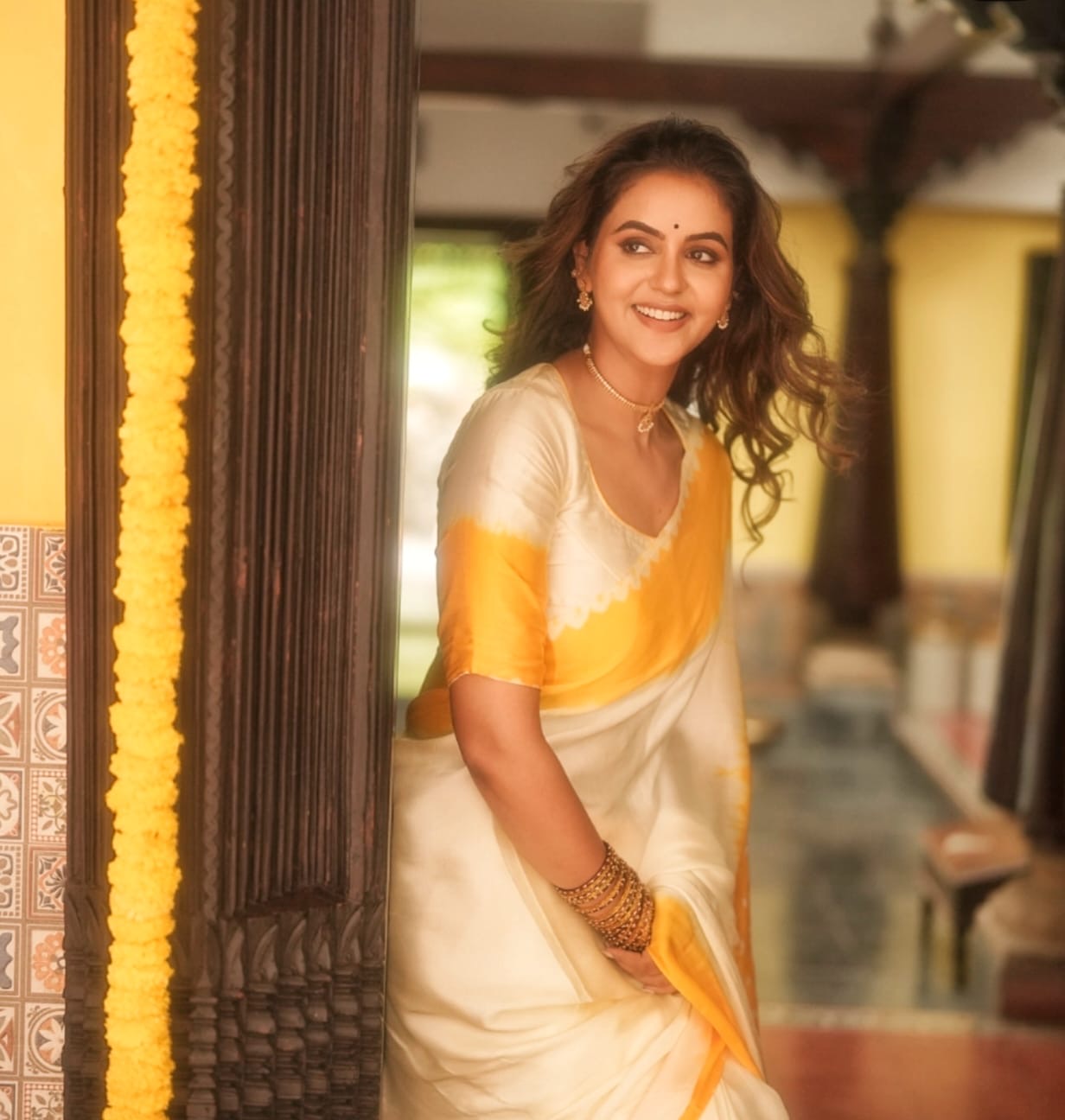 Beautiful viscous satin silk with bandhini prints - Chaitra reddy inspired