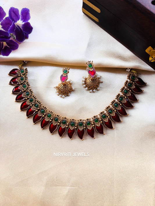 Mango palakka necklace - red