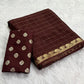 Pure viscous chinon silk with zari checks