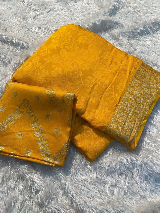 Soft viscous chinon silk with self weaving