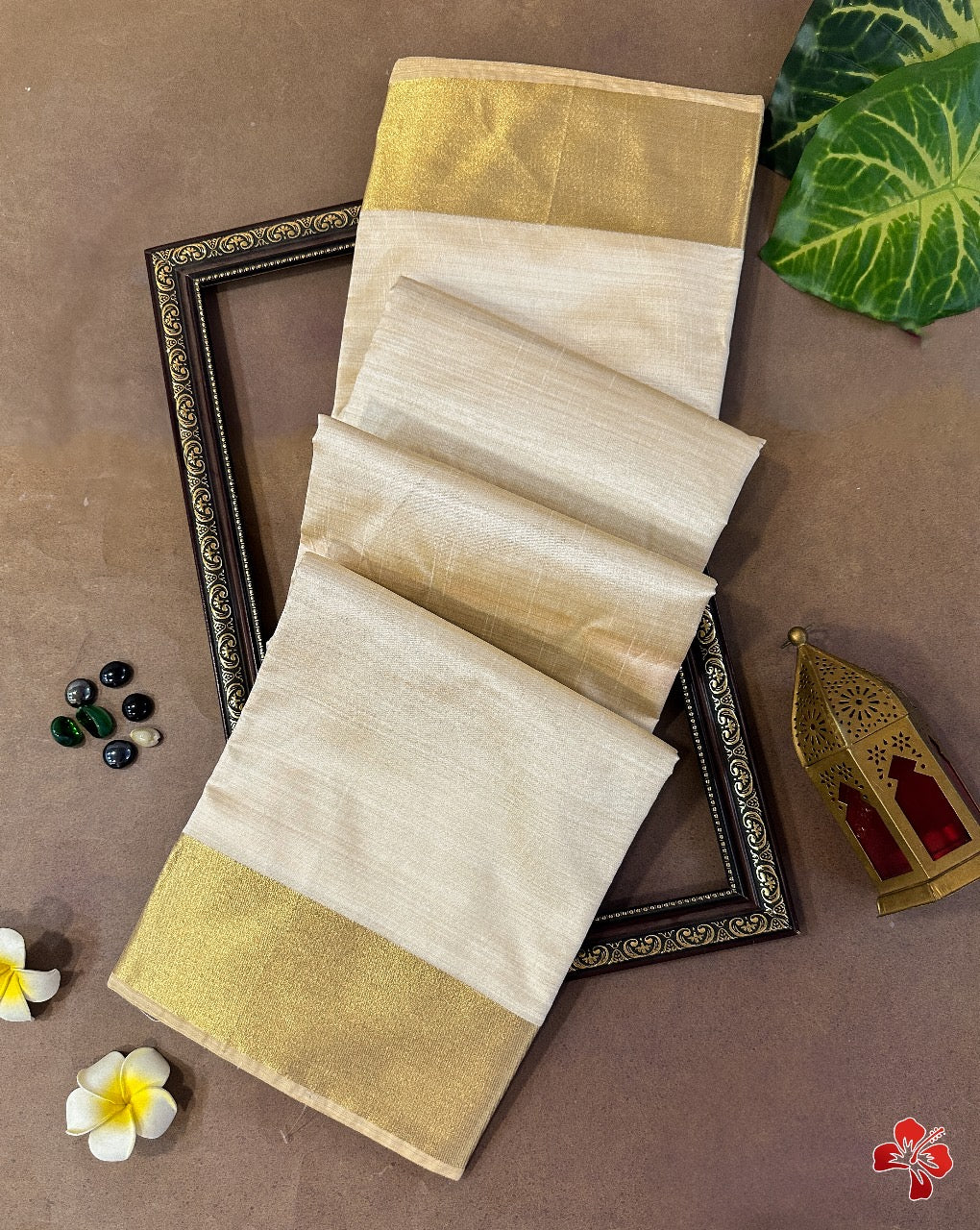 Semi tussar silk with zari border