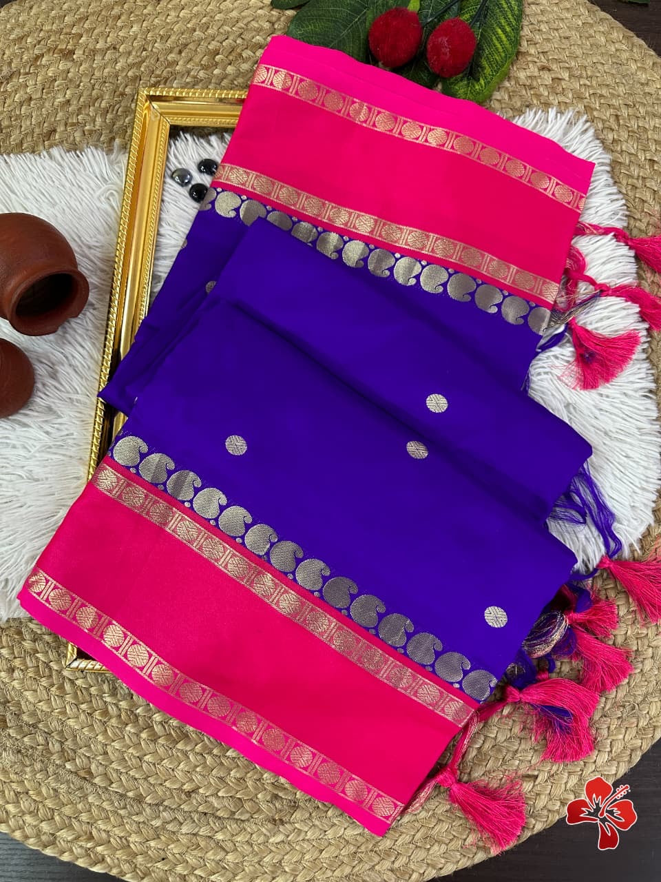 Gorgeous premium semi silk saree with mango woven contrast border