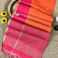 Beautiful semi matka saree with small zari weavings in body and contrast border