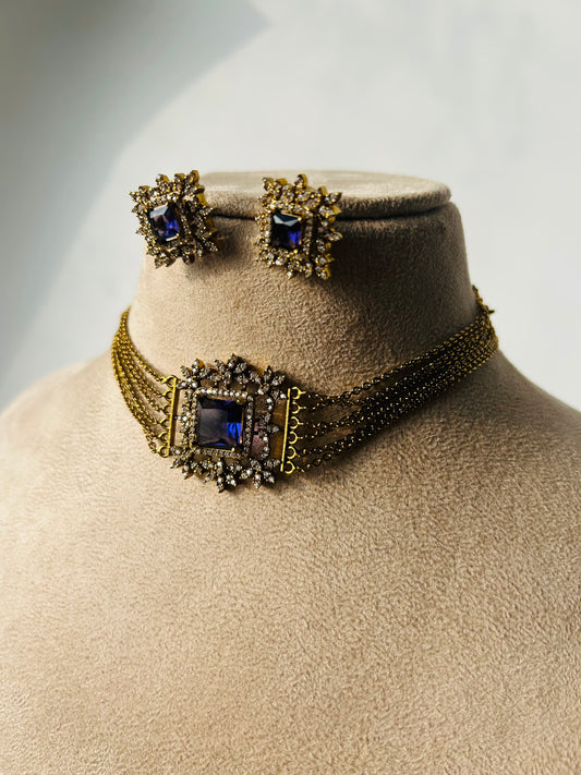Beautiful AD Blue choker set