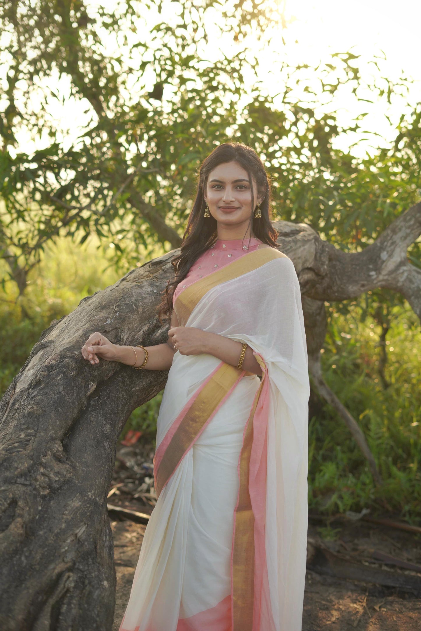 Soft Mul Cotton saree - Pink