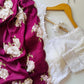 Floral chinon silk saree with embroidery
