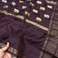 Soft viscous dola silk with beautiful silver and gold elephant motifs in the middle