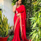 Premium munga silk saree with Banarasi weavings -Red