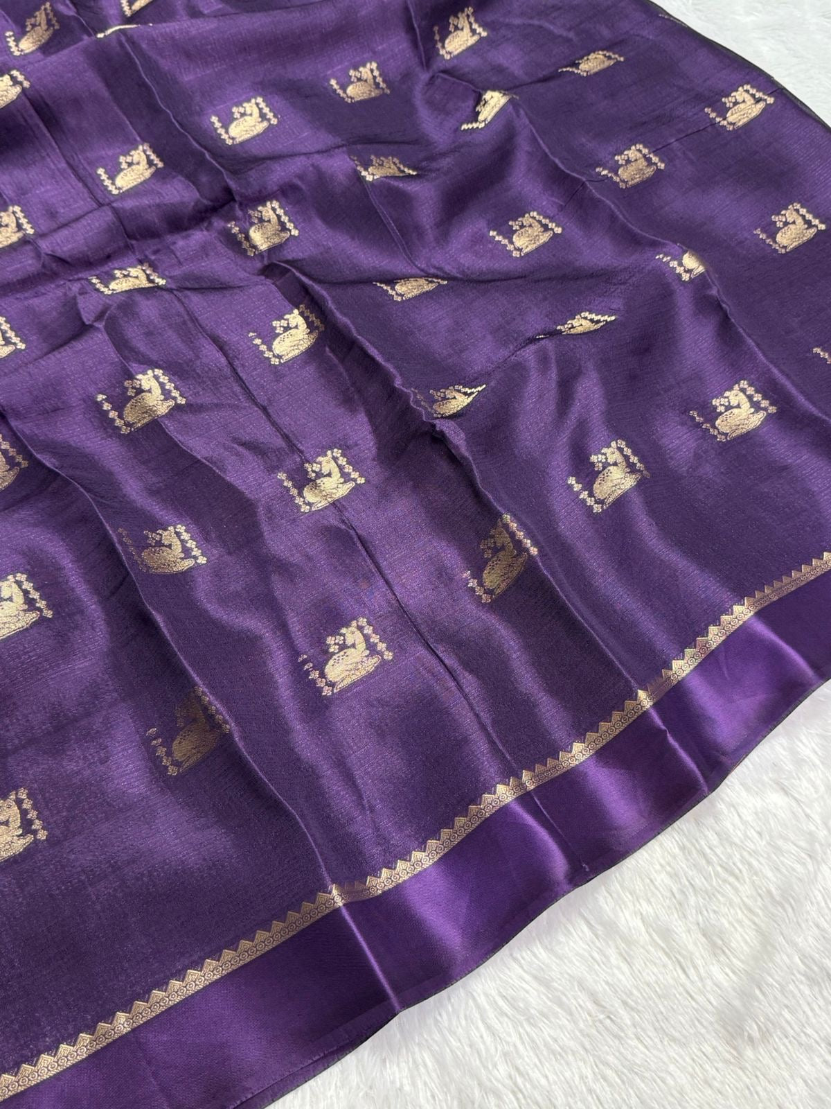 Beautiful khadi viscous silk - deer design