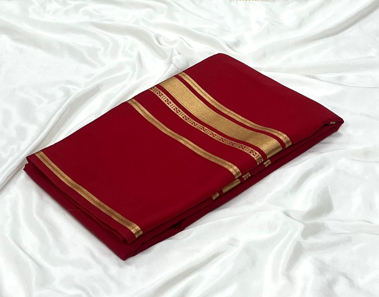 Soft semi Mysore crepe silk sarees with zari stripe broad border (Tani Malayali inspired)