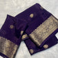 Soft viscous crepe silk with flower buttas and Banarasi border