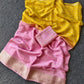 Soft ombre shaded chinon crepe silk saree with bandhini blouse piece