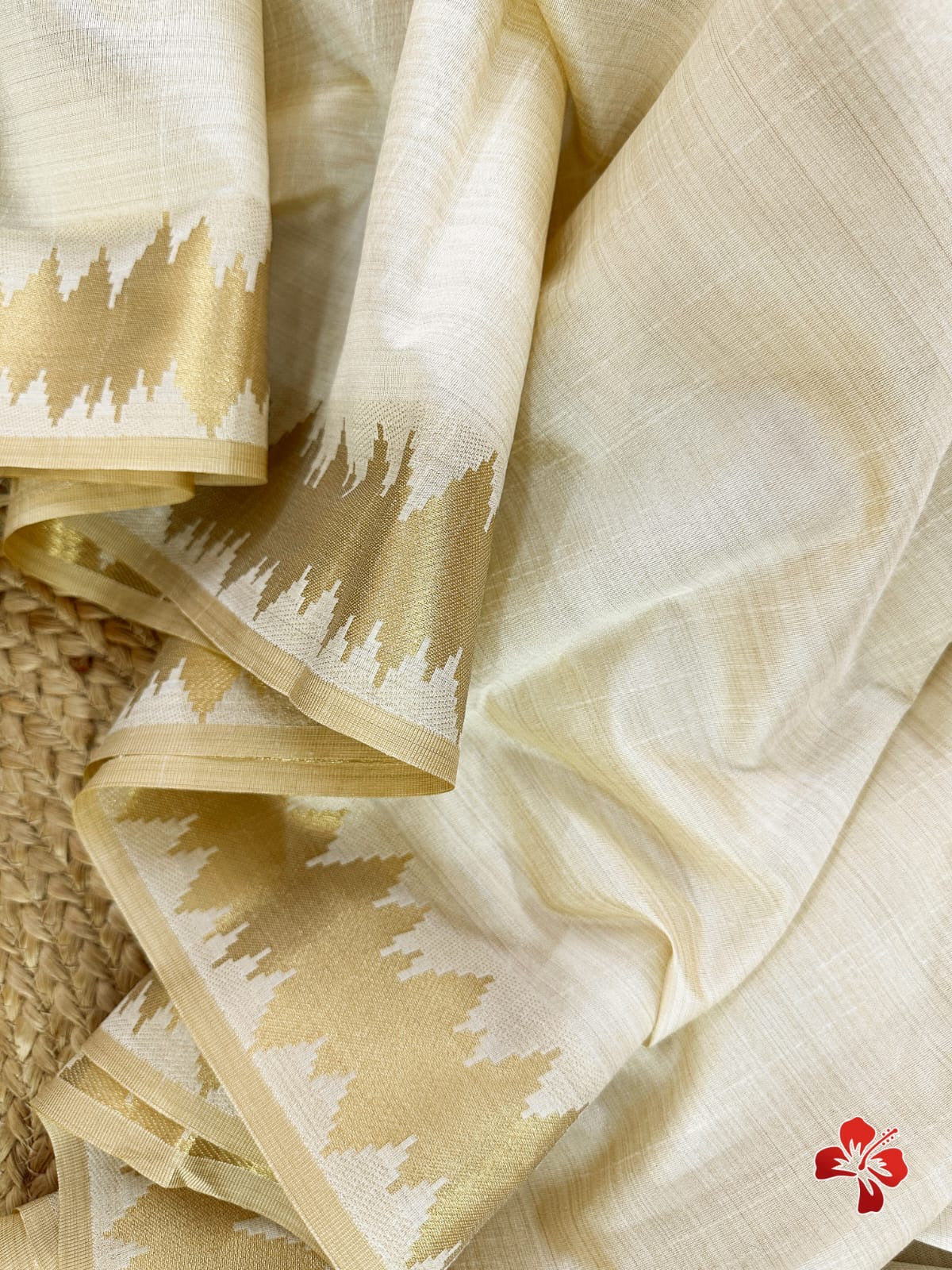 Semi tussar silk with zari border - ecg